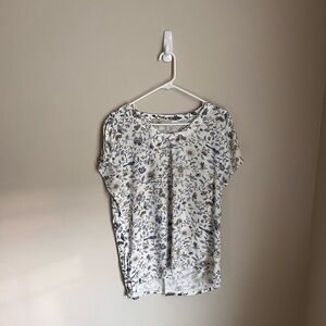 LOFT Floral Blouse - Cream and Blue